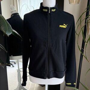 PUMA Women's Black Bomber Jacket with Yellow Accents
